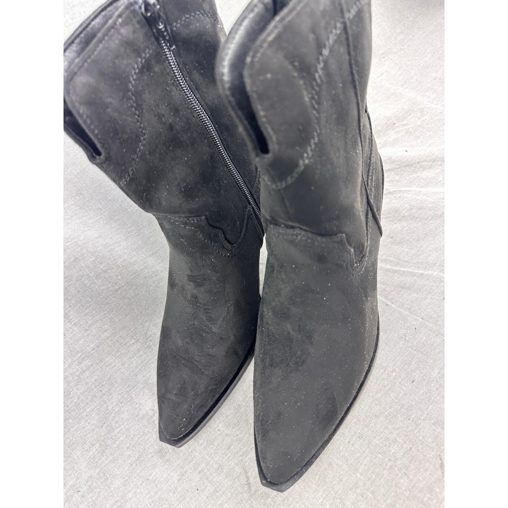 Universal Thread Womens Black Faux Suede Western Pointed Toe Ankle Boots 8.5 NEW - Picture 2 of 6